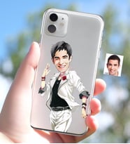 BK Gift Kişiye Özel Erkek Karikatürlü iPhone 11 İnce Şeffaf Silikon Telefon Kapağı-34 (Beyaz)