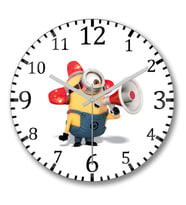 Minions4 Duvar Saati Bombeli Gercek Cam
