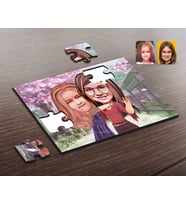 BK Gift Kişiye Özel Kız Kardeşler Karikatürlü Ahşap Puzzle-6