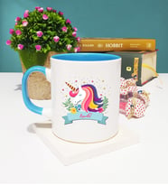 Unicorn Tasarımlı İsme Özel Unicorn Kupa Bardak Mavi