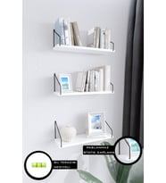 Aries Dekoratif 3'lü Kitaplık Mutfak Baharatlık Banyo Aksesuar Çok Amaçlı Askılı Duvar Rafı - Beyaz 50*50*50 cm