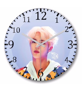 Bts Jin oil Paintin Duvar Saati Bombeli Gercek Cam
