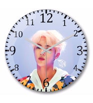 Bts Jin oil Paintin Duvar Saati Bombeli Gercek Cam