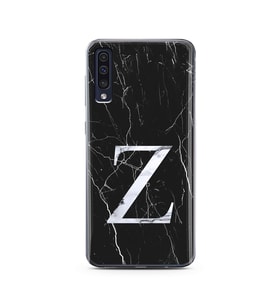 Samsung A50 Siyah Mermer Harf Tasarımlı Telefon Kılıfı Z-Harfi 