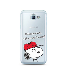 Snoopy Tasarımlı Süper Şeffaf Silikon Telefon Kılıfı Samsung A8 (2016)  