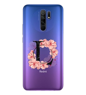 Pembe Çiçekli Harf Tasarım Süper Şeffaf Silikon Telefon Kılıfı Xiomai Redmi 9 L-