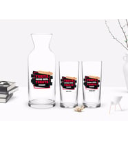 BK Gift Kişiye Özel Renkli Baskılı Yarıya Kadar Değil Yaraya Kadar Tasarımlı İkili Rakı Bardağı ve Karaf Hediye Seti-4 (Model 1)