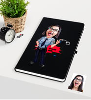 BK Gift Kişiye Özel Bayan Polis Karikatürlü Siyah Defter
