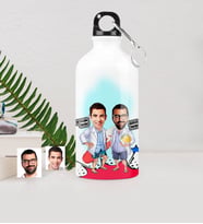 BK Gift Kişiye Özel Sörfçüler Karikatürlü Metal Suluk 500 Ml