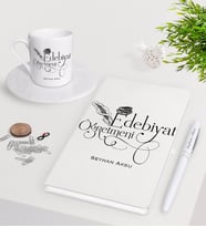 BK Gift Kişiye Özel Edebiyat Öğretmeni Beyaz Defter Kalem Türk Kahvesi Fincanı Seti-1 (Model 1)