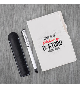 Kişiye Özel Doktor Seti Beyaz Defter & Beyaz Roler Kalem