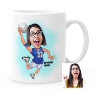 BK Gift Kişiye Özel Bayan Hentbol Oyuncusu Karikatürlü Beyaz Kupa Bardak
