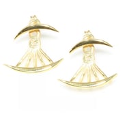 925 Ayar Gümüş Hilal Modeli Ear Jacket Küpe, Sarı (Sarı)