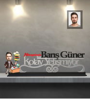Kişiye Özel Öğretmen Karikatürlü Kolay Yetişmiyor Ahşap Biblo Bay-2