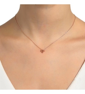 925 Ayar Gümüş Diamond Kolye, Pembe