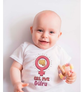 Pia Baby T2010-04 % 100 Pamuk Kız Bebek Girl Power Çıtçıtlı Body