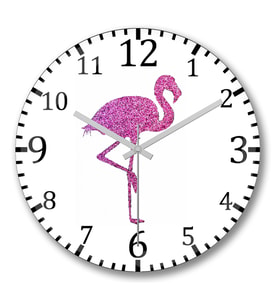Flamingo1 Duvar Saati Bombeli Gercek Cam