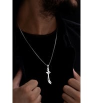 Hz.Ali Yazılı Zülfikar Erkek Gümüş Kolye Zincir Büyük Boy 6018600433412