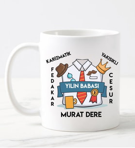Babaya Özel İsimli Kupa Bardak Beyaz