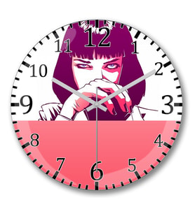 Mia Wallace Pulp Fiction Duvar Saati Bombeli Gercek Cam