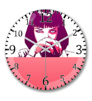 Mia Wallace Pulp Fiction Duvar Saati Bombeli Gercek Cam