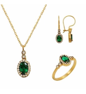 Mini Yeşim Set 6,45 Gram 14 Ayar Altın (Çok Renkli)