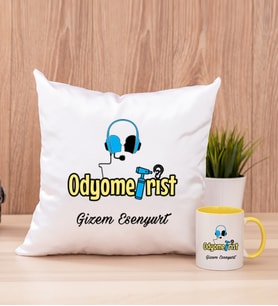 Odyometrist Kare Yastık ve Sarı Kupa Bardak