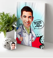 BK Gift Kişiye Özel Bay Doktor Karikatür Kanvas Tablo 30x50cm 1