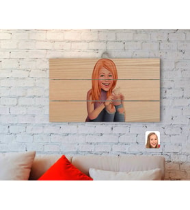 BK Gift Kişiye Özel Kadın Karikatürlü Otantik Ahşap Palet Tablo-103