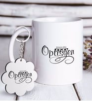 BK Gift Kişiye Özel Mesleki Optisyen Beyaz Kupa ve Anahtarlık Hediye Seti-2 (Model 1)