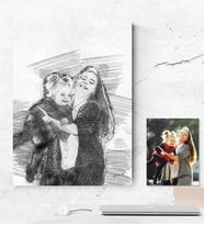 BK Gift Kişiye Özel Anne Kız Karakalem Kanvas Tablo 50x70cm 2