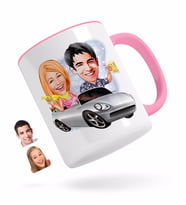 BK Gift Kişiye Özel Sevgililer Karikatürlü Pembe Kupa Bardak-53