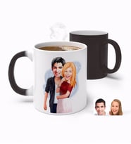 BK Gift Kişiye Özel Sevgililer Karikatürlü Sihirli Kupa Bardak-90 (Beyaz)
