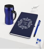 BK Gift Kişiye Özel İsimli Lacivert Defter Kalem Mavi Termos Mug Seti - 2