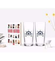 BK Gift Kişiye Özel Renkli Baskılı Dümen Figürlü İkili Rakı Bardağı ve Rakı Cep Kitabı Hediye Seti-1 (Model 1)