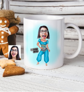 BK Gift Kişiye Özel Bayan Oryantal Karikatür Beyaz Kupa Bardak