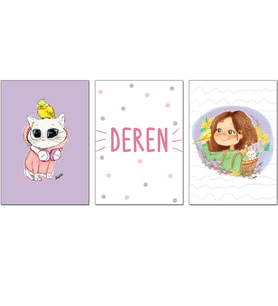 Çerçevesiz İsimli Şirin Çizimler  Çocuk Odası Posteri 300 gr Kuşe Kağıt