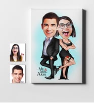 BK Gift Kişiye Özel Sevgililer Mr  Mrs Smith Karikatür Kanvas Tablo 50x70cm 1