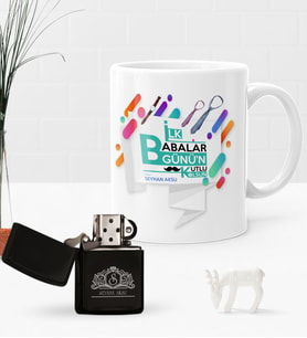 BK Gift Kişiye Özel İlk Babalar Günün Kutlu Olsun Benzinli Çakmak ve Kupa Seti-6 (Model 1)