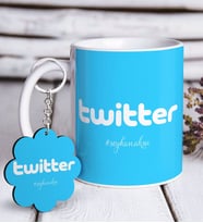 BK Gift Kişiye Özel Twitter Beyaz Kupa ve Anahtarlık Hediye Seti (Model 1)