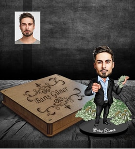 Kişiye Özel Patron Karikatürlü Ahşap Biblo Kutulu Bay-21