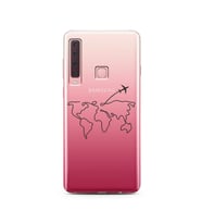 Çizgi Harita Tasarımlı Süper Şeffaf Silikon Telefon Kılıfı Samsung A9 (2018)  