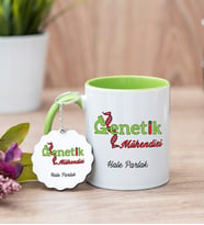 Genetik Mühendisi Yeşil Kupa Bardak Ve Anahtarlık Set