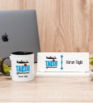 Tarih Öğretmeni Siyah Kupa Bardak Ve Masa İsimliği Hediye Seti