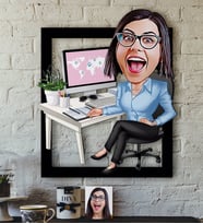 BK Gift Kişiye Özel Bayan Genel Müdür Karikatürlü 3D Ahşap Tablo-1