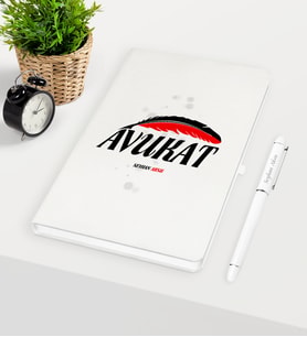 BK Gift Kişiye Özel Avukat Temalı Beyaz Defter Kalem Seti - 7
