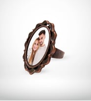 BK Gift Kişiye Özel Fotoğraflı Antik Bakır Yaldız Yüzük Model 6