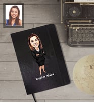 Kişiye Özel Öğretmen Karikatürlü Siyah Defter Bayan-15