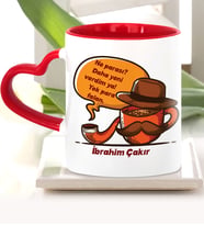 BK Gift Kişiye Özel Babalar Günü Temalı Kırmızı Kalpli Kupa Bardak 22504