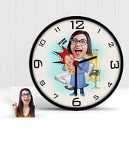 BK Gift Kişiye Özel Bayan Ebe Karikatür Ahşap Duvar Saati  1